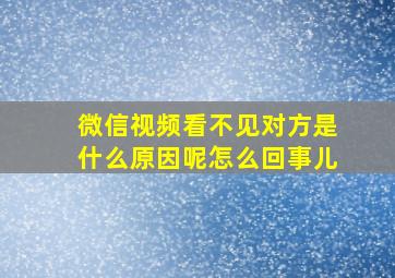 微信视频看不见对方是什么原因呢怎么回事儿