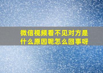 微信视频看不见对方是什么原因呢怎么回事呀