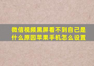 微信视频黑屏看不到自己是什么原因苹果手机怎么设置