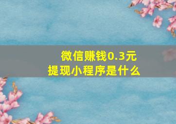 微信赚钱0.3元提现小程序是什么