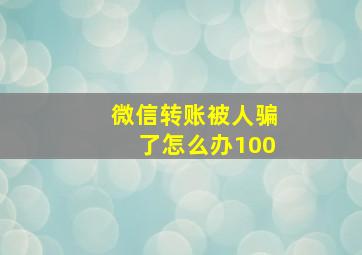 微信转账被人骗了怎么办100