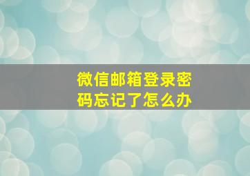 微信邮箱登录密码忘记了怎么办