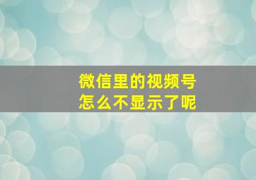 微信里的视频号怎么不显示了呢