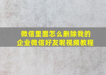 微信里面怎么删除我的企业微信好友呢视频教程