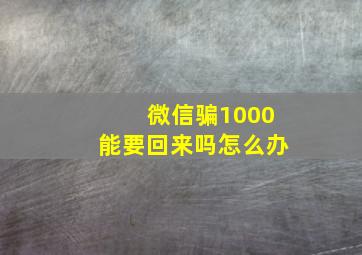 微信骗1000能要回来吗怎么办