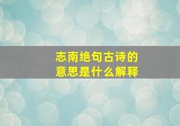 志南绝句古诗的意思是什么解释