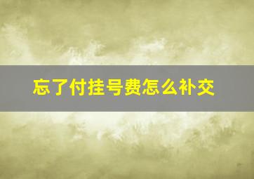 忘了付挂号费怎么补交