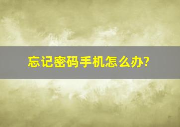 忘记密码手机怎么办?