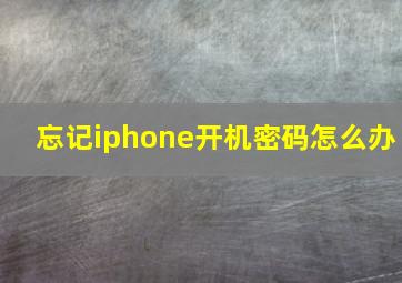 忘记iphone开机密码怎么办