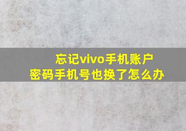 忘记vivo手机账户密码手机号也换了怎么办