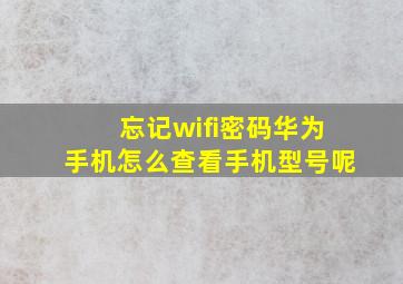 忘记wifi密码华为手机怎么查看手机型号呢