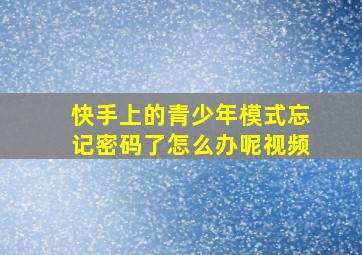 快手上的青少年模式忘记密码了怎么办呢视频