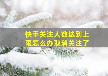 快手关注人数达到上限怎么办取消关注了