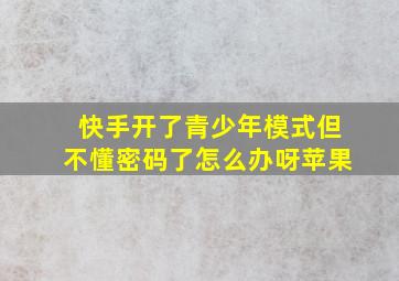 快手开了青少年模式但不懂密码了怎么办呀苹果