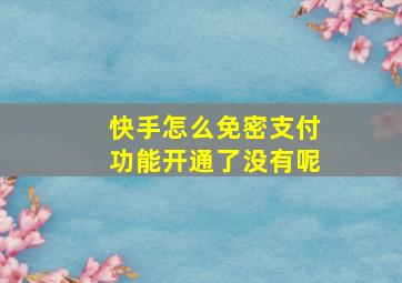 快手怎么免密支付功能开通了没有呢