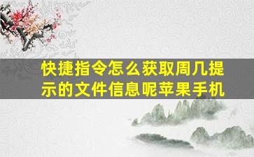 快捷指令怎么获取周几提示的文件信息呢苹果手机