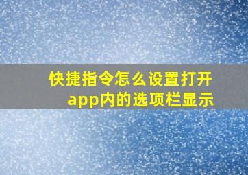 快捷指令怎么设置打开app内的选项栏显示