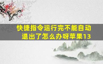 快捷指令运行完不能自动退出了怎么办呀苹果13