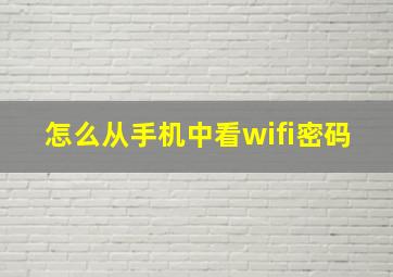 怎么从手机中看wifi密码