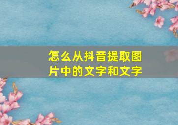 怎么从抖音提取图片中的文字和文字