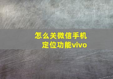 怎么关微信手机定位功能vivo