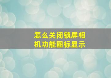 怎么关闭锁屏相机功能图标显示