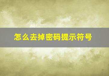 怎么去掉密码提示符号