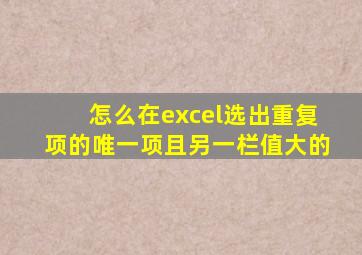 怎么在excel选出重复项的唯一项且另一栏值大的