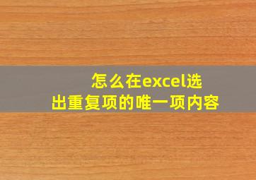 怎么在excel选出重复项的唯一项内容