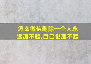 怎么微信删除一个人永远加不起,自己也加不起