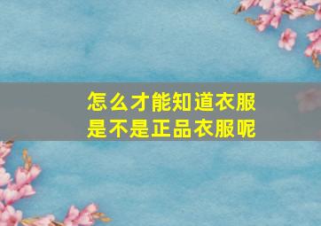 怎么才能知道衣服是不是正品衣服呢