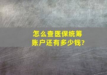 怎么查医保统筹账户还有多少钱?