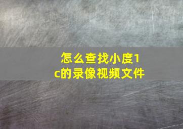 怎么查找小度1c的录像视频文件