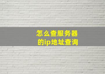 怎么查服务器的ip地址查询