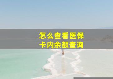 怎么查看医保卡内余额查询