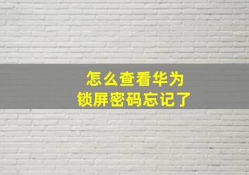 怎么查看华为锁屏密码忘记了