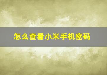 怎么查看小米手机密码