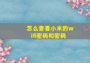 怎么查看小米的wifi密码和密码