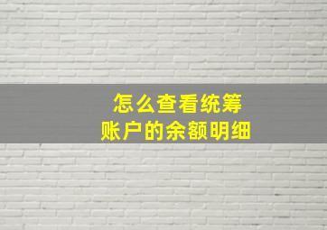 怎么查看统筹账户的余额明细