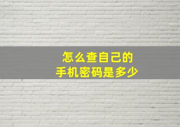 怎么查自己的手机密码是多少