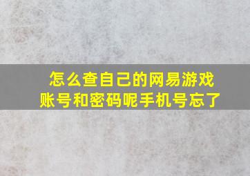 怎么查自己的网易游戏账号和密码呢手机号忘了