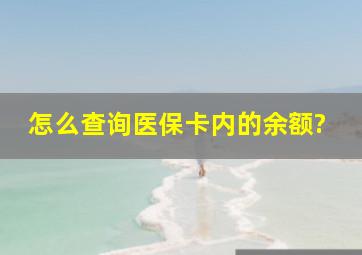 怎么查询医保卡内的余额?