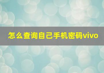 怎么查询自己手机密码vivo