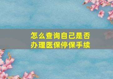 怎么查询自己是否办理医保停保手续