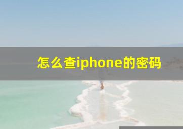 怎么查iphone的密码