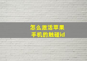 怎么激活苹果手机的触碰id