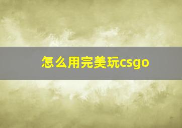 怎么用完美玩csgo