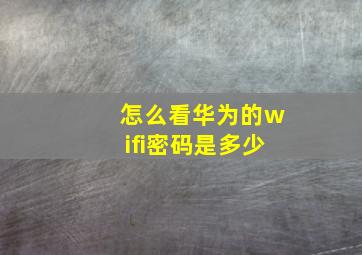 怎么看华为的wifi密码是多少