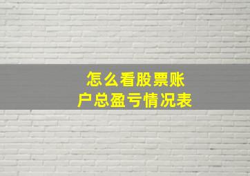 怎么看股票账户总盈亏情况表