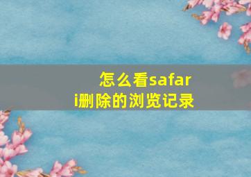 怎么看safari删除的浏览记录